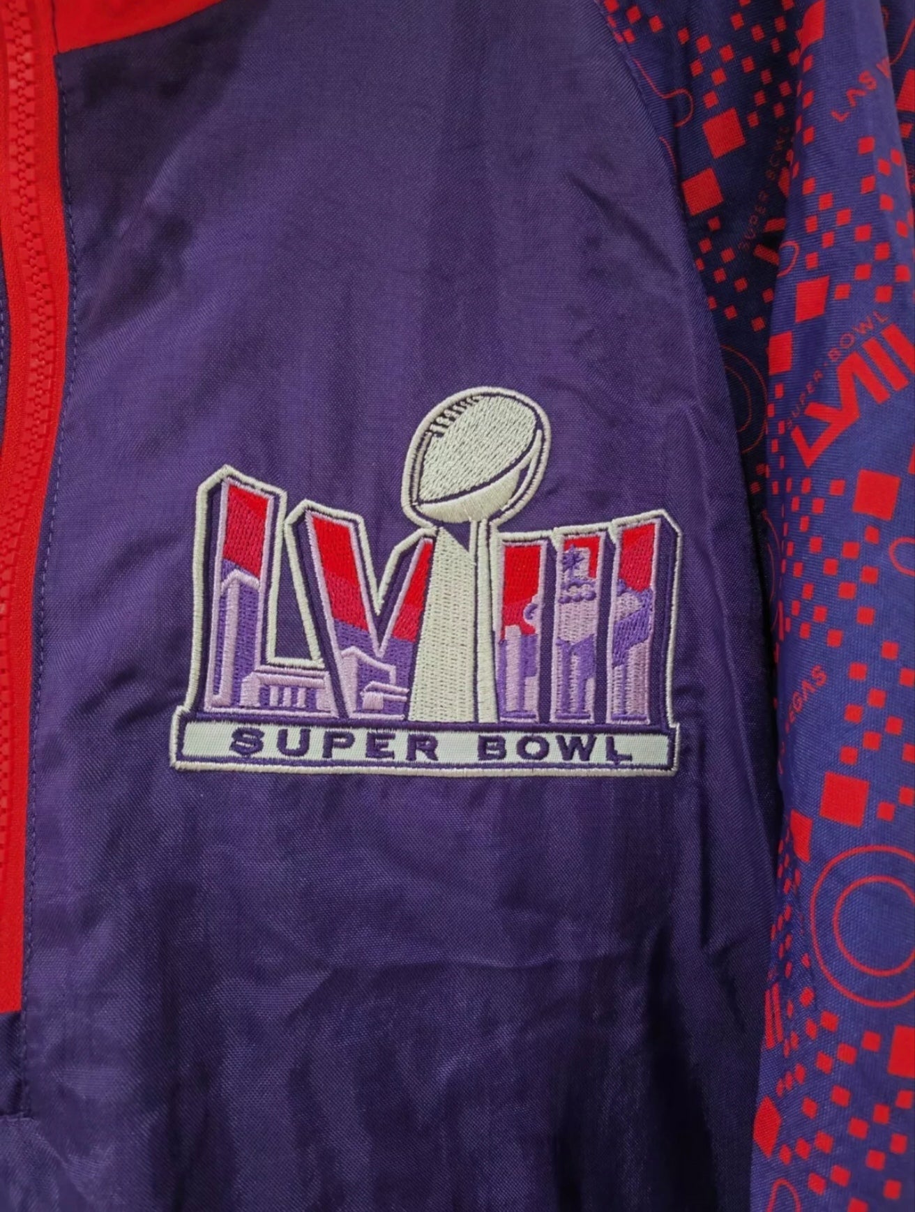 Brand New Starter Super Bowl LVIII 1/4 Zip Jacket, Purple, Size Large