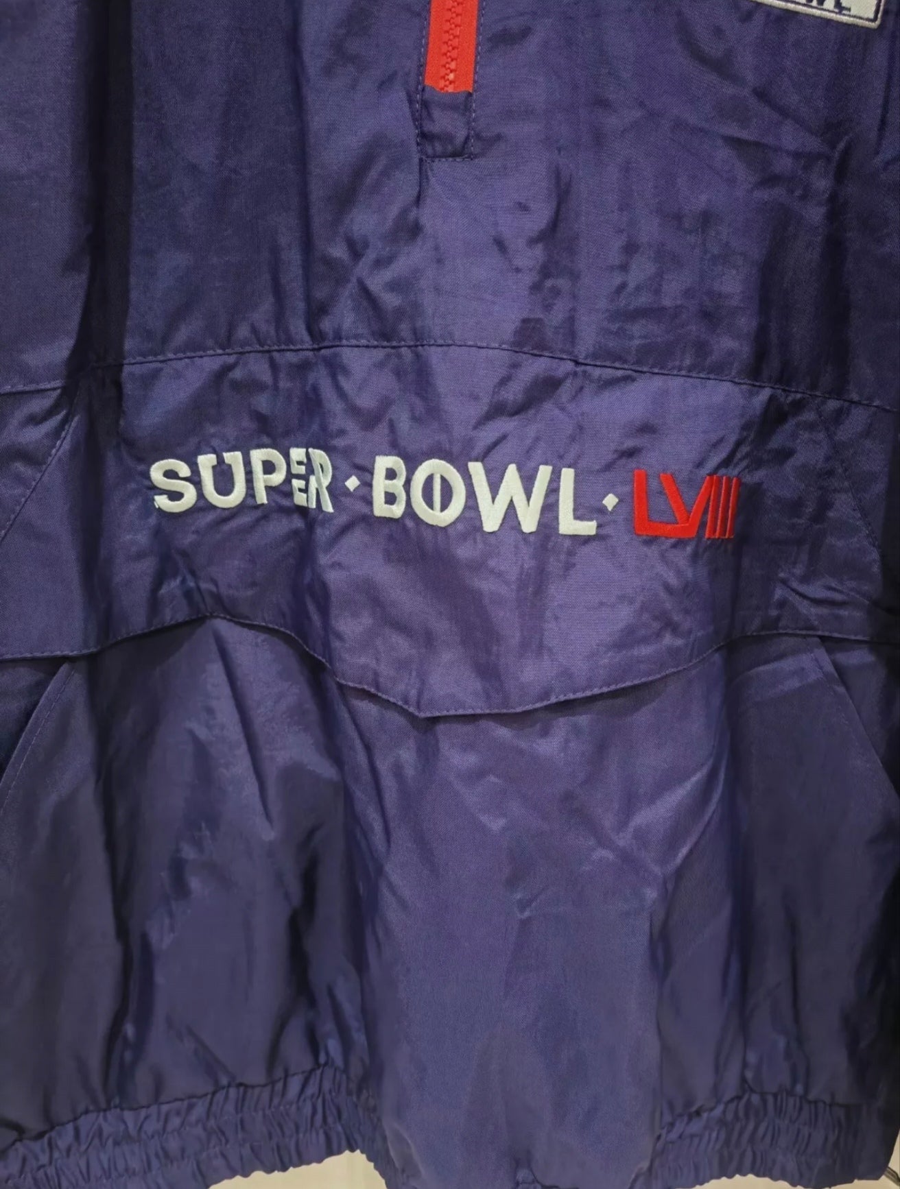 Brand New Starter Super Bowl LVIII 1/4 Zip Jacket, Purple, Size Large