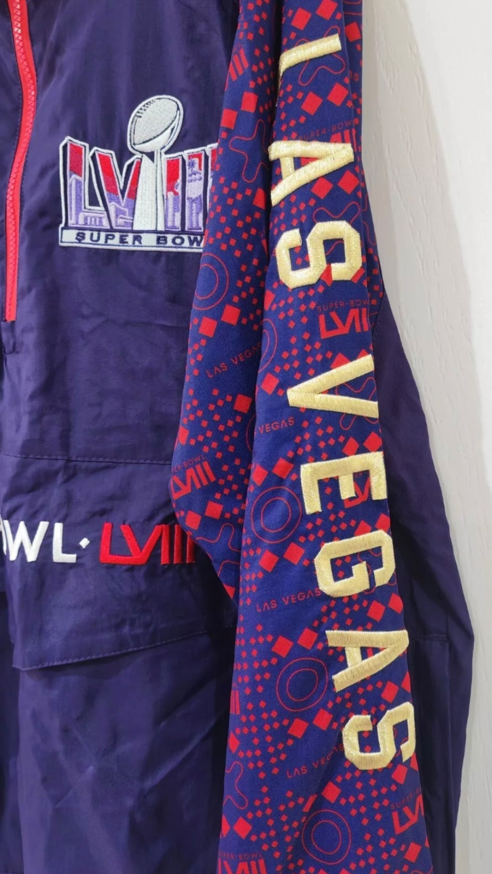 Brand New Starter Super Bowl LVIII 1/4 Zip Jacket, Purple, Size Large