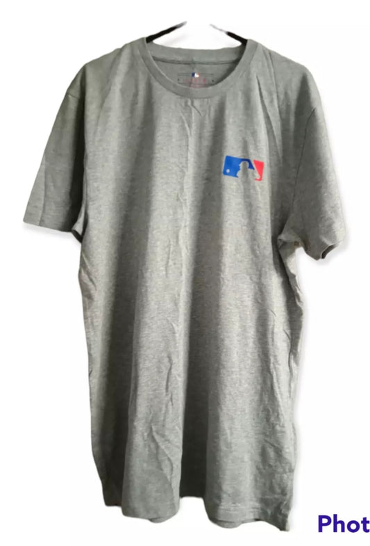 New Era MLB Baseball 30 team logo graphic t shirt, grey, size Medium