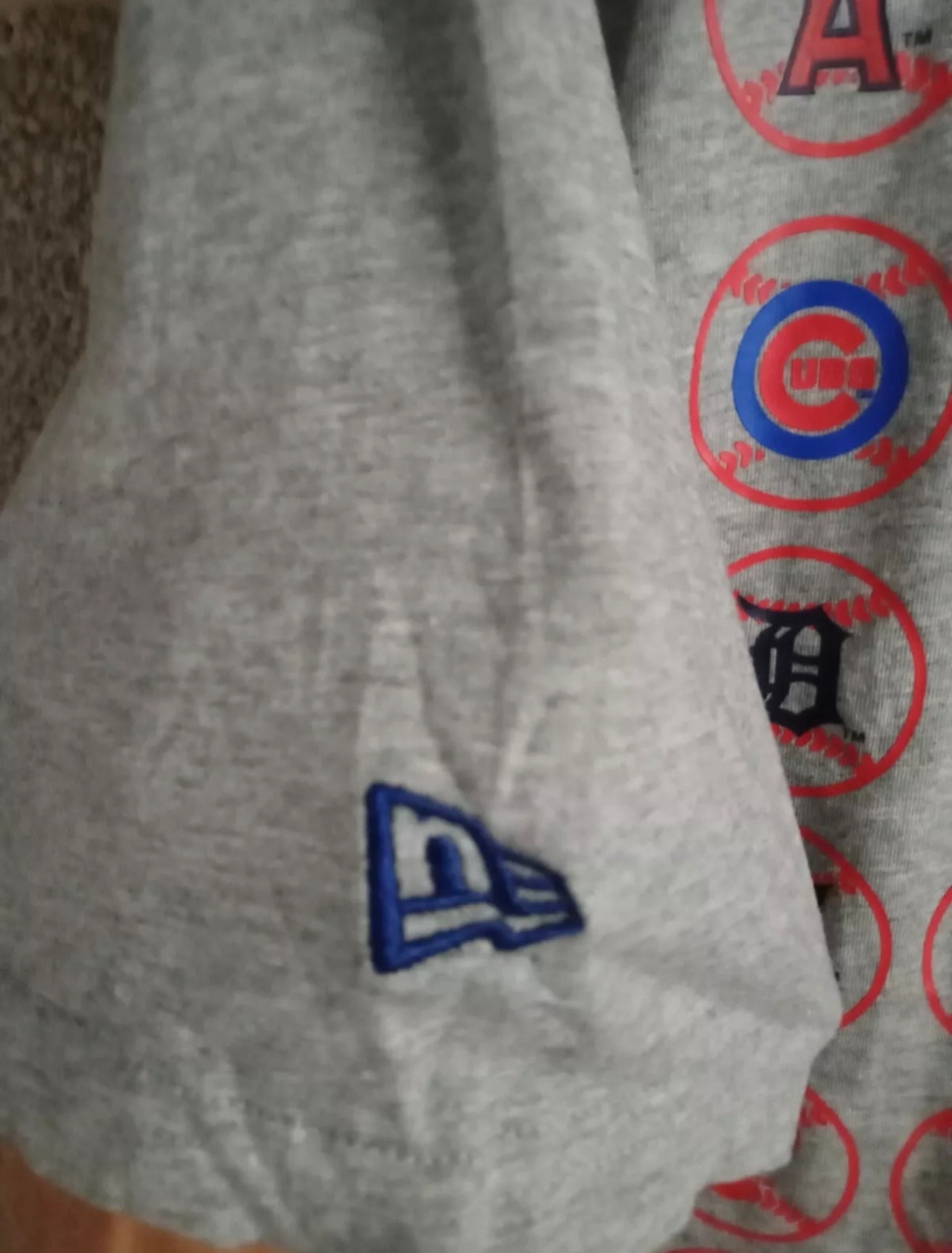 New Era MLB Baseball 30 team logo graphic t shirt, grey, size Medium
