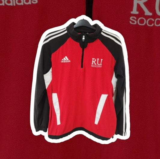 Adidas RU Soccer 1/4 Zip Football Training Top, Red/Black, Size S/M