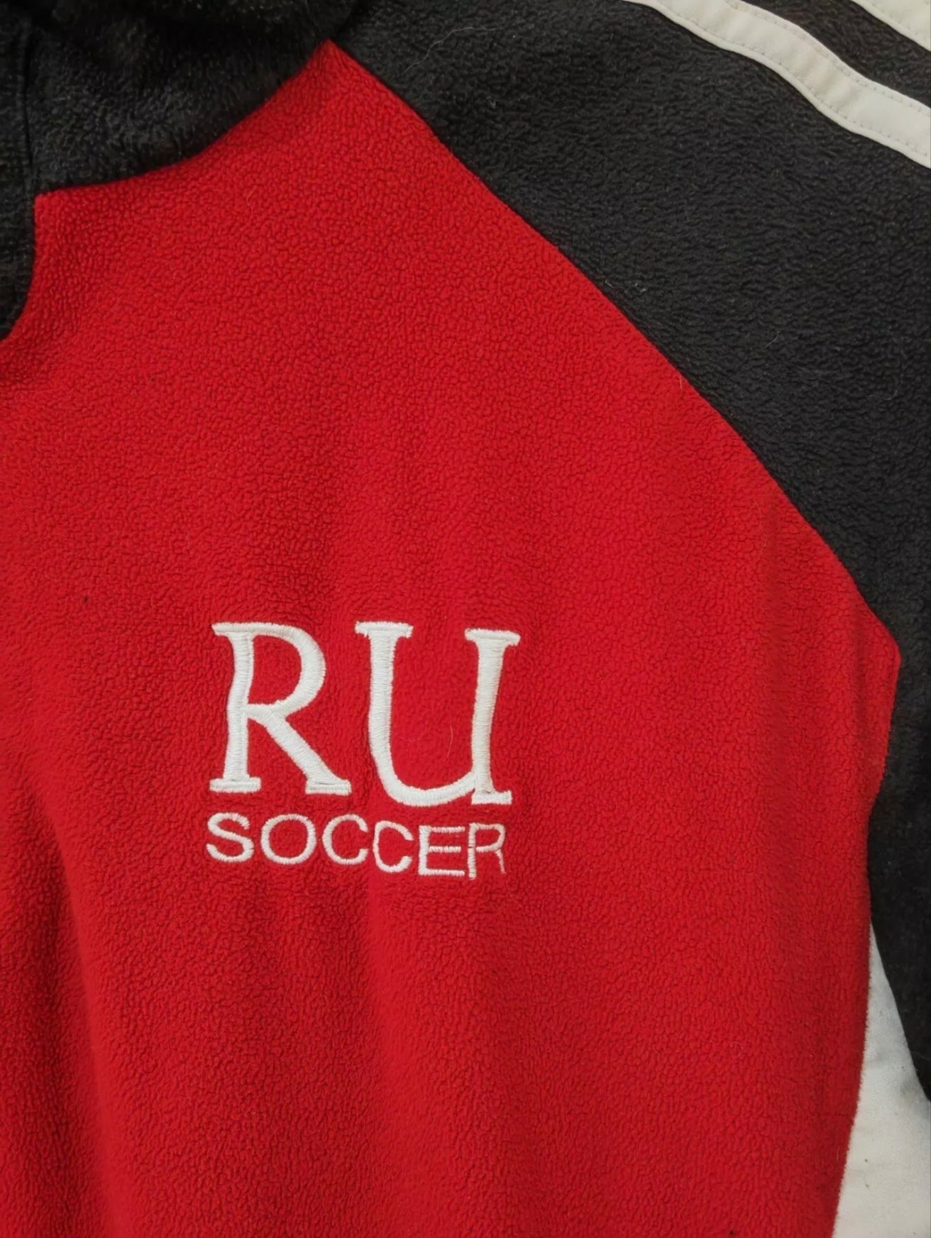 Adidas RU Soccer 1/4 Zip Football Training Top, Red/Black, Size S/M