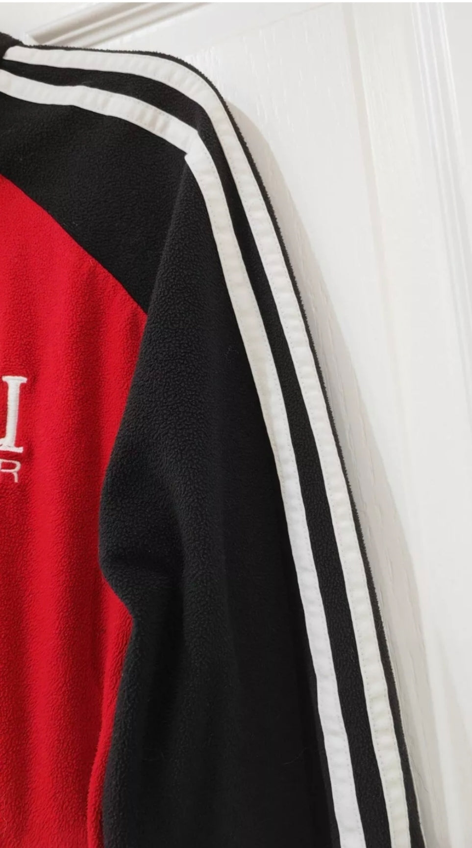 Adidas RU Soccer 1/4 Zip Football Training Top, Red/Black, Size S/M