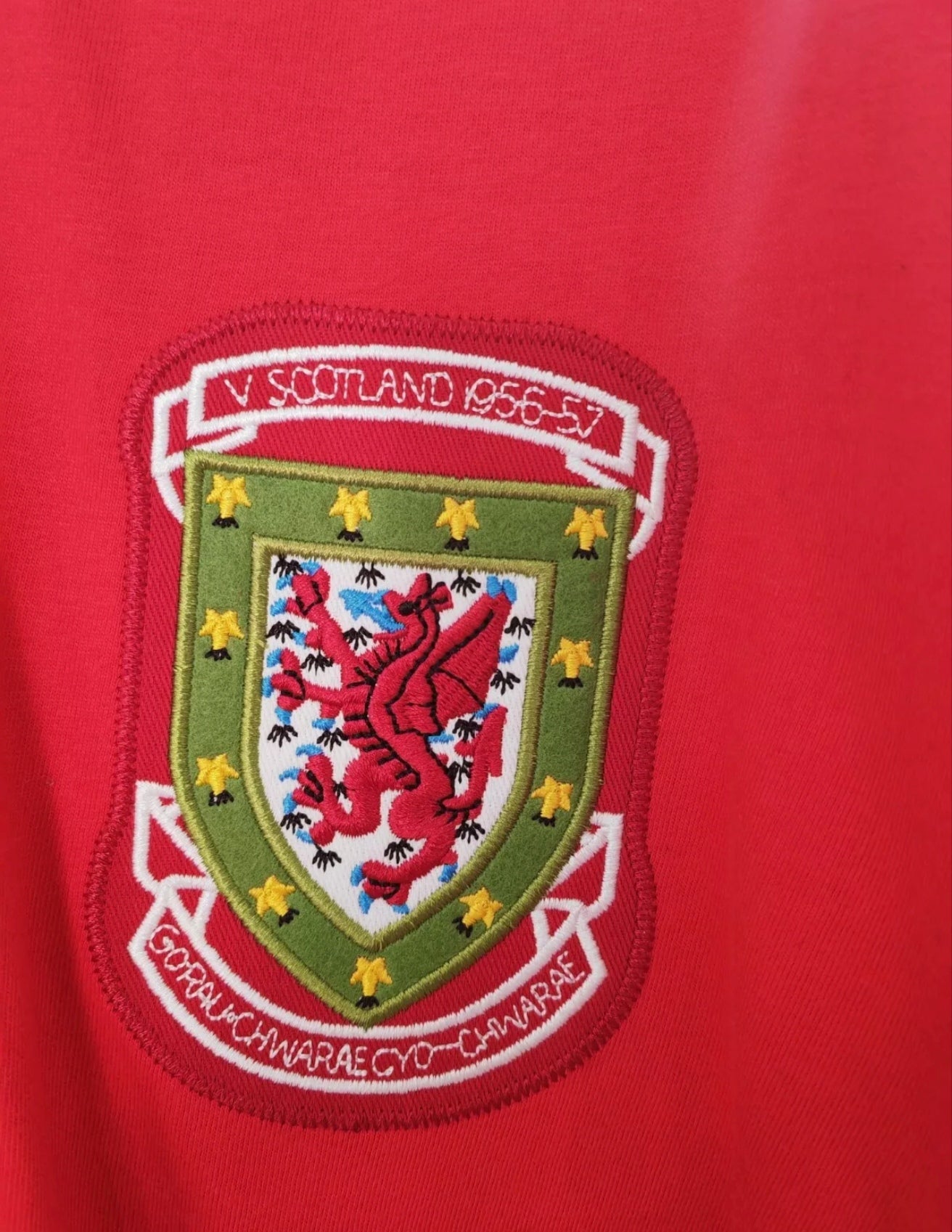 Wales FA 1956-57 Wales V Scotland Remake Shirt, #9, Red, Size Large