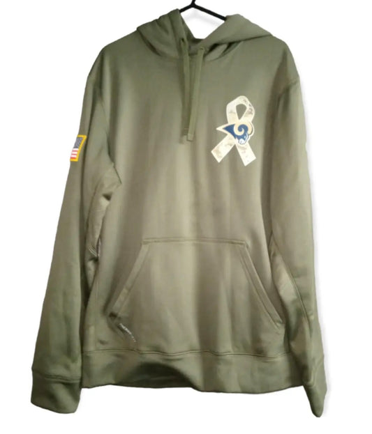 Nike Los Angeles Rams NFL Salute to Service pull over hoodie, camo green, size Small