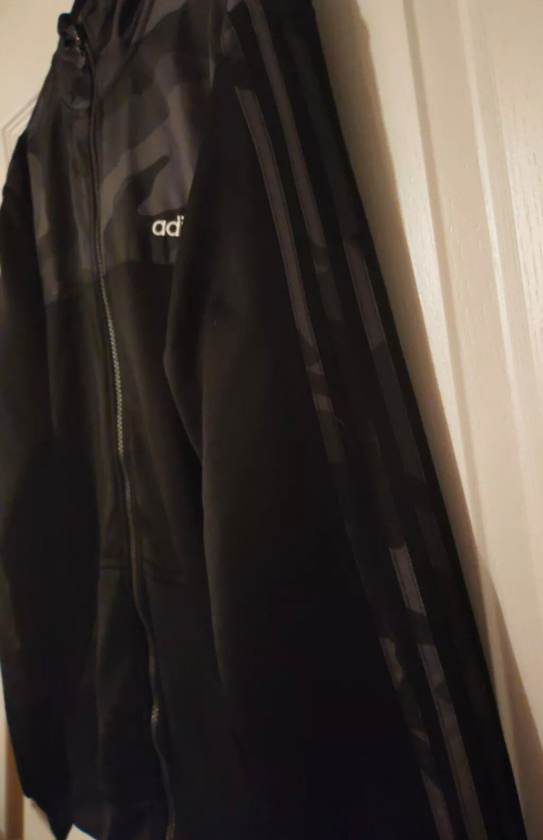 Adidas Originals Full Zip Hoodie, Grey Camo/Black, Size XS