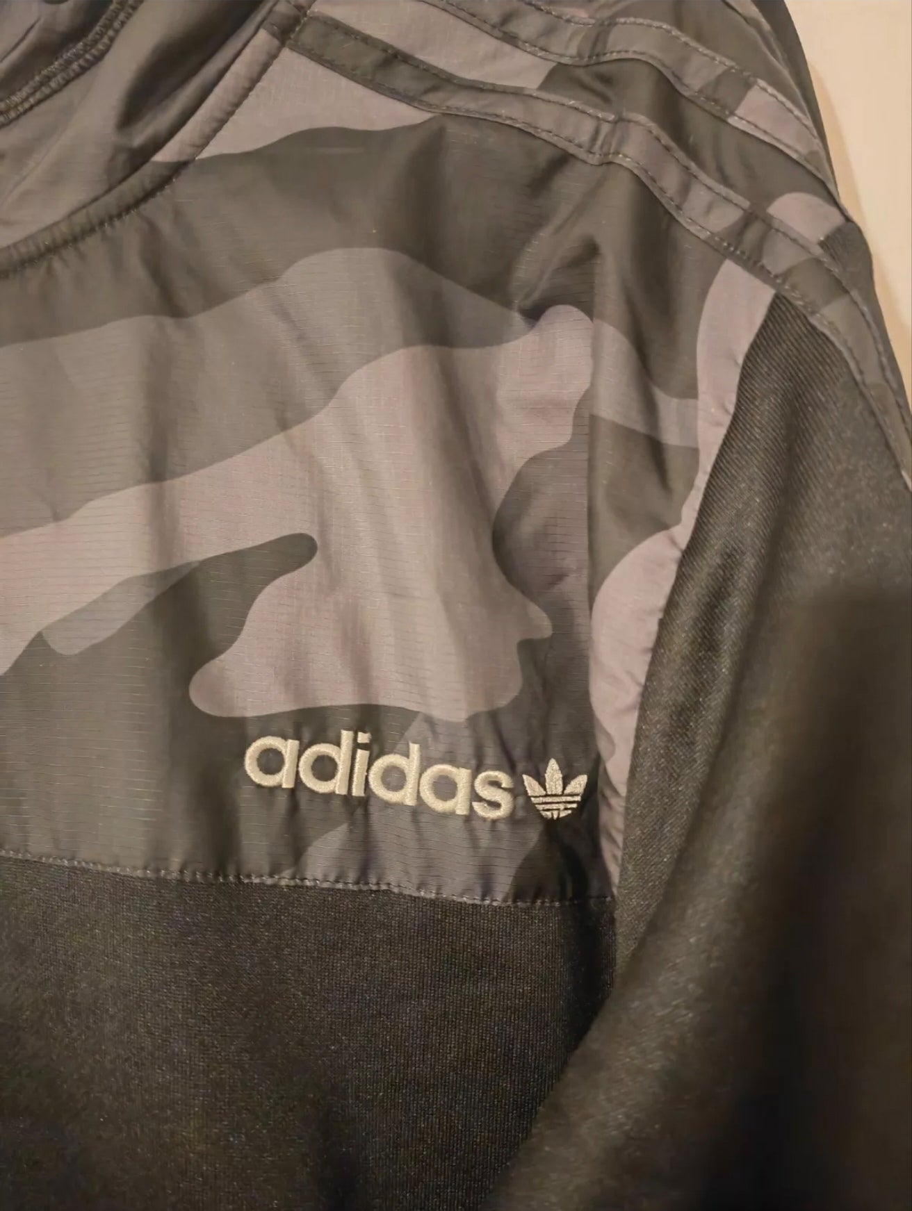 Adidas Originals Full Zip Hoodie, Grey Camo/Black, Size XS