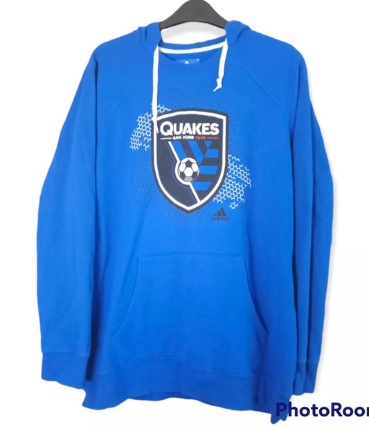 Youth Adidas San Jose Quakes MLS hoodie, blue, size YXL/ Adult S-M