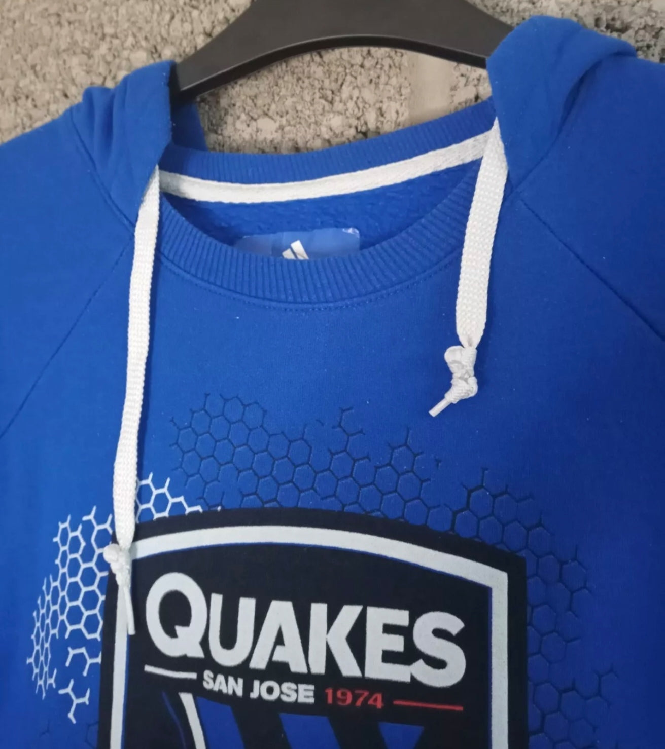 Youth Adidas San Jose Quakes MLS hoodie, blue, size YXL/ Adult S-M