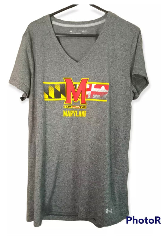 Women's Under Armour Maryland NCAA sports top, grey, size Medium