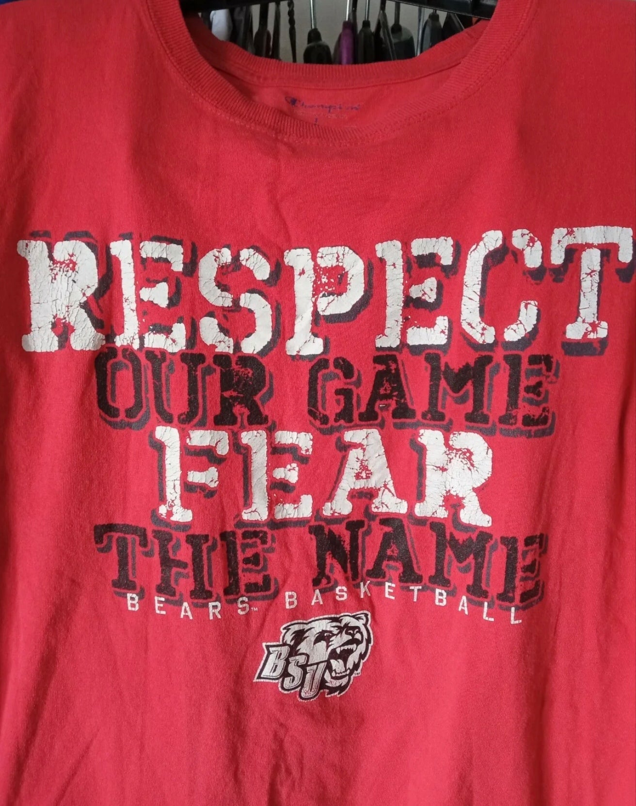 Champion BSU Bears (Bridgewater State Uni) T Shirt, Red, Size Large