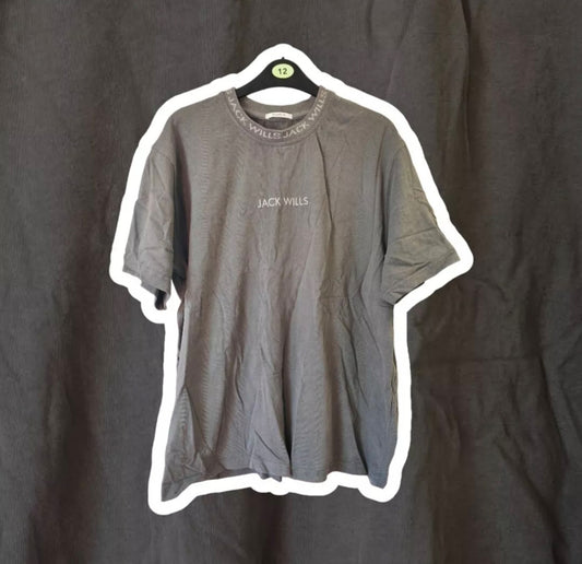 Men's Jack Wills Casual T Shirt, Grey, Size Medium