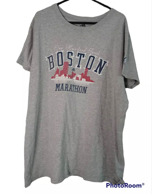 Women's Adidas Boston Marathon big logo t shirt, grey, size XL