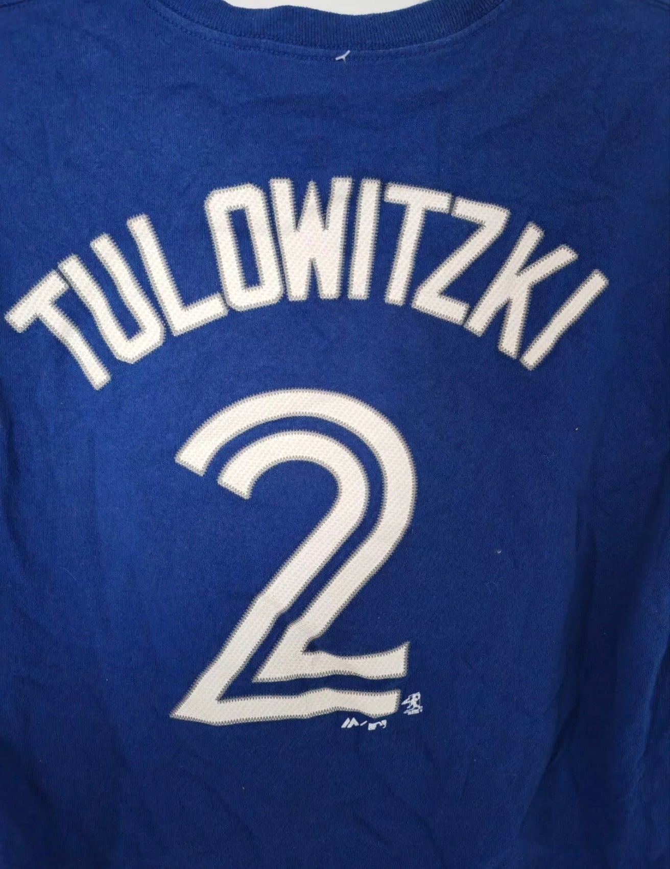Majestic Toronto Blue Jays Player T Shirt, #2 Tulowitzki, Blue, Size Large