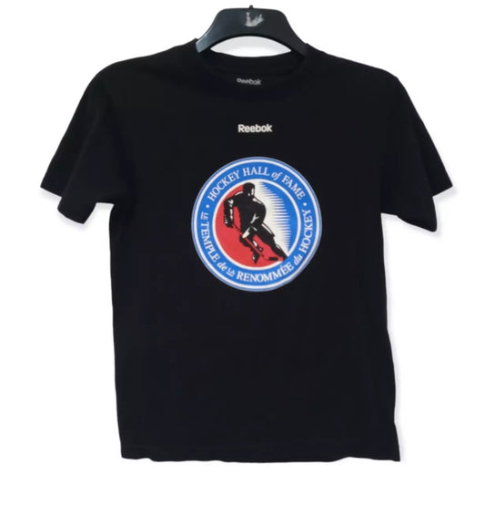 Kid's Reebok Hockey Hall of Fame big logo t shirt, black, size Youth Small