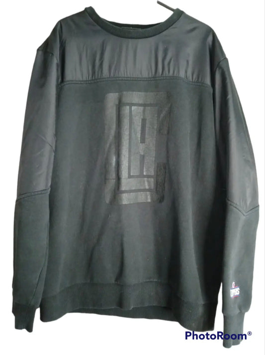 Men's NBA Los Angeles Clippers blackout big logo sweat shirt, Black, size Large