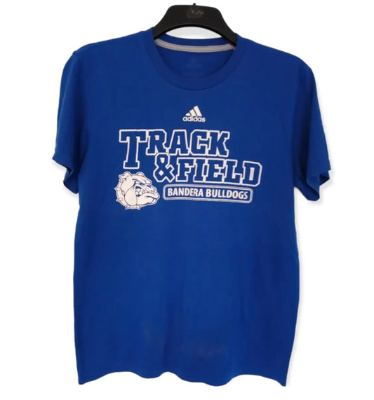 Adidas Bandera Bulldogs High School Track & Field t shirt, blue, size Medium