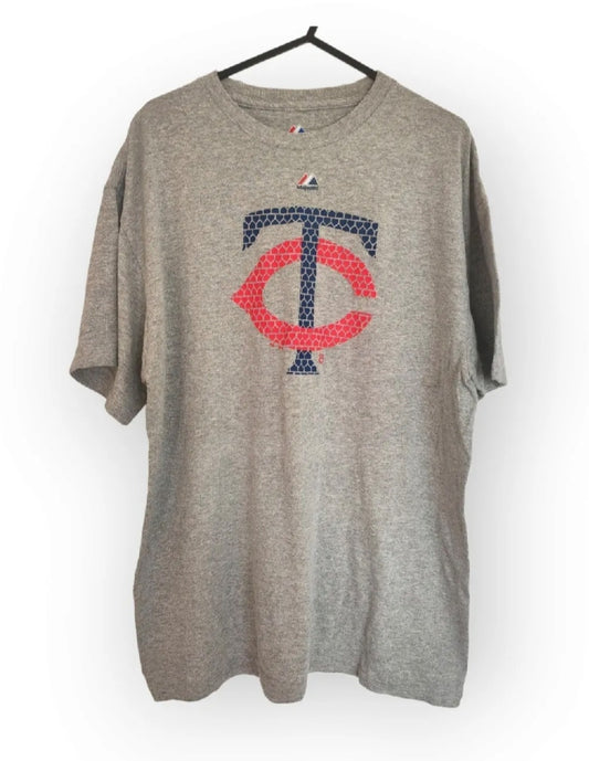 Majestic Minnesota Twins MLB Baseball T Shirt, Grey, Size Large