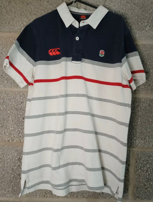 Men's Canterbury England Rugby polo shirt, White/blue/red, Size Medium