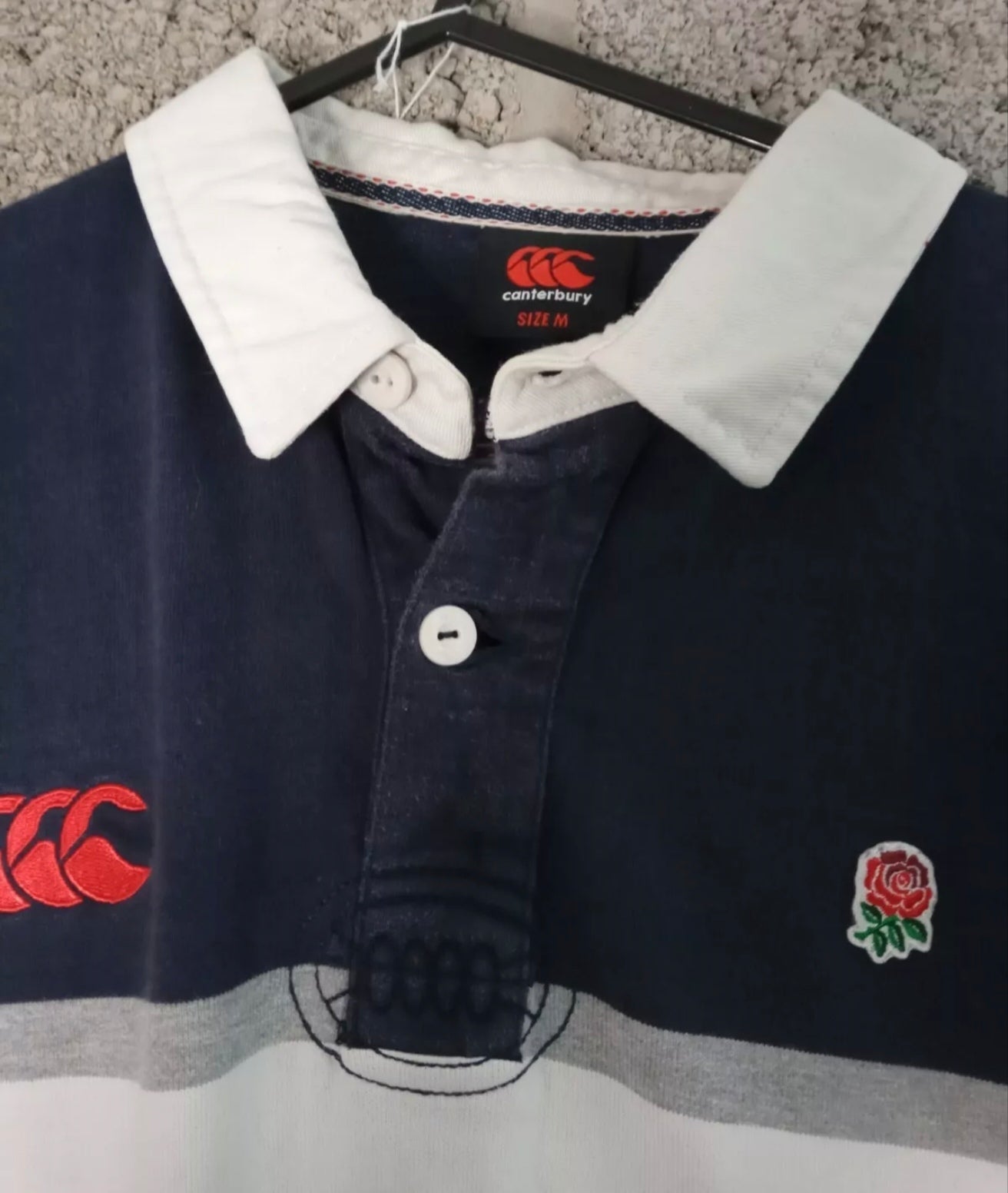 Men's Canterbury England Rugby polo shirt, White/blue/red, Size Medium