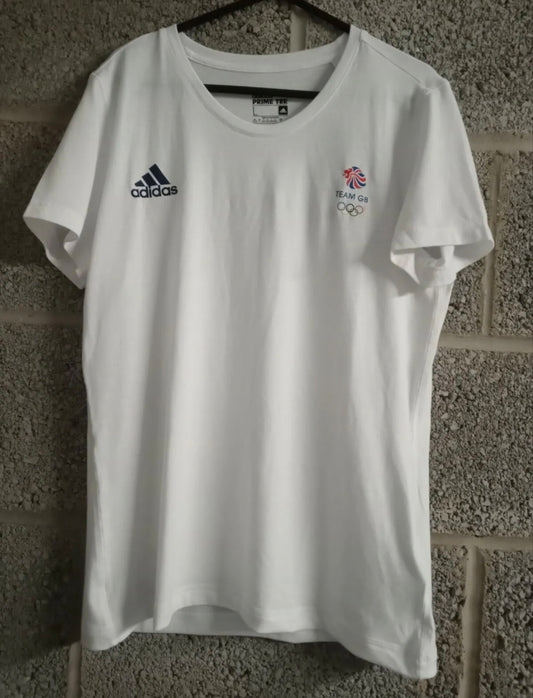Women's Adidas Team GB Olympic Team T Shirt, White, Size L 16-18