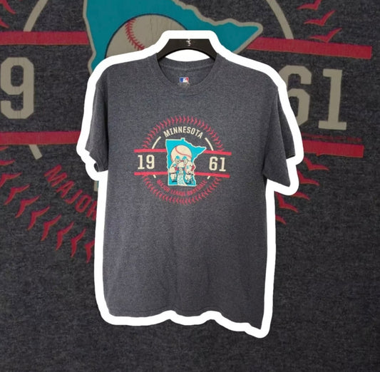 MLB Minnesota Twins Baseball T Shirt, Grey, Size Medium