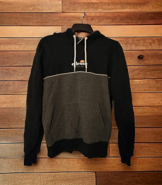 Ellesse Pullover Hoodie, Black/Grey, Size Large