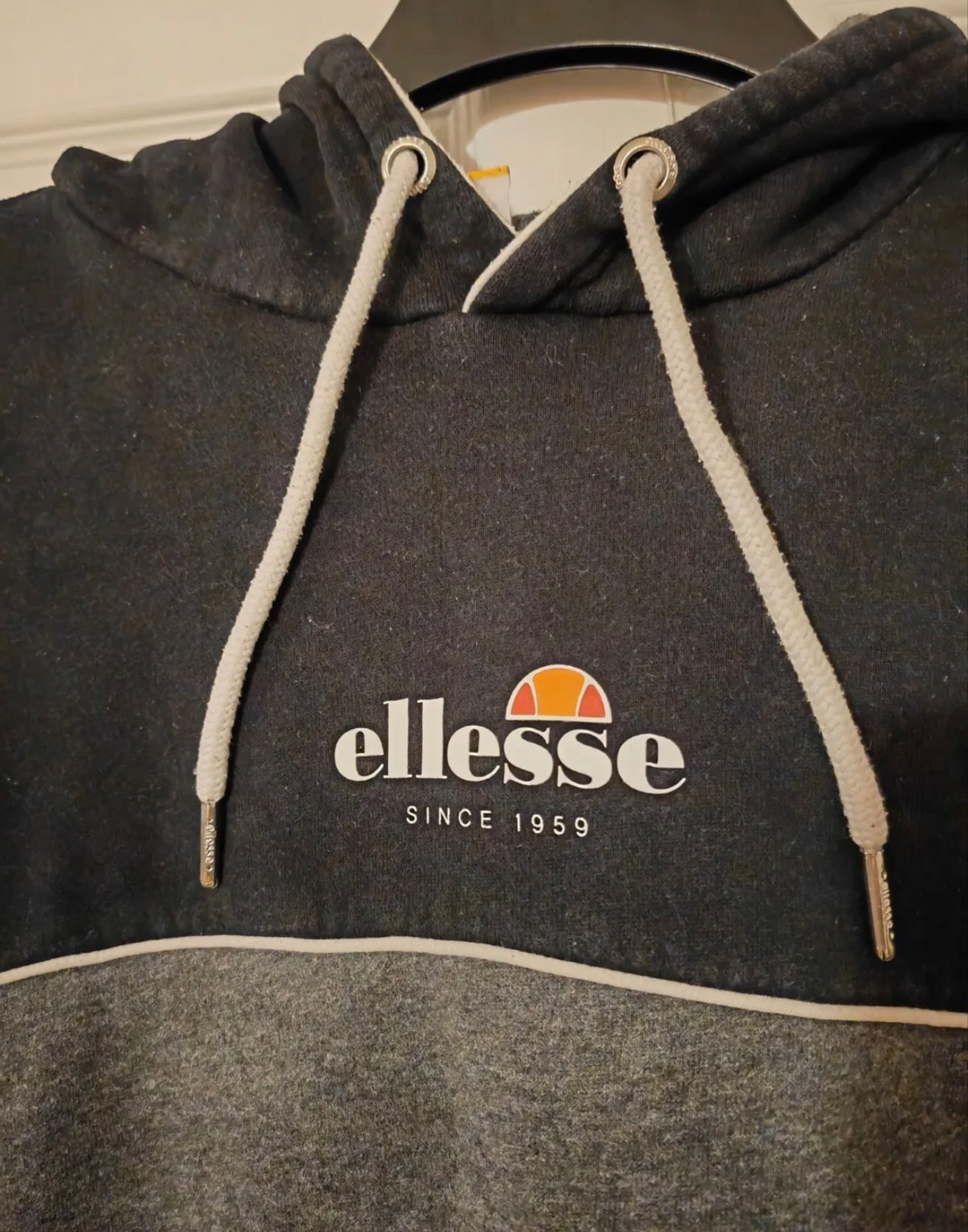 Ellesse Pullover Hoodie, Black/Grey, Size Large