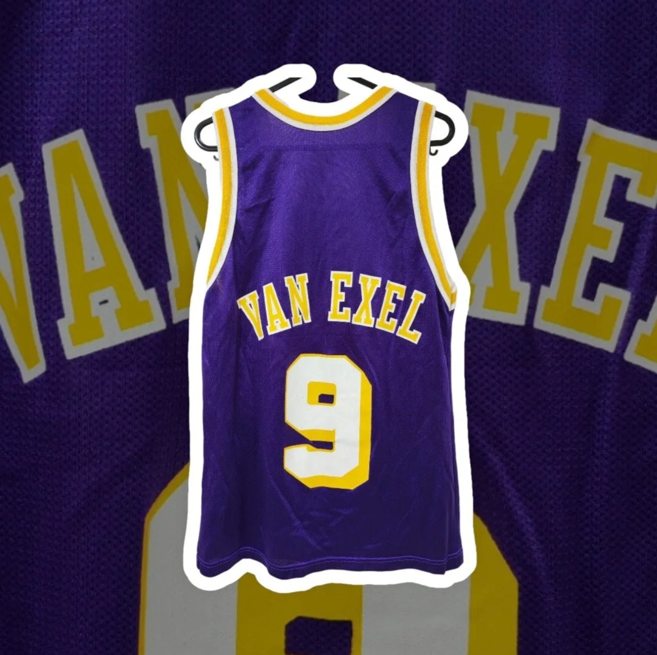 Vintage Champion Los Angeles Lakers NBA Jersey, #9 Van Exel, Purple, Size 36 XS-S