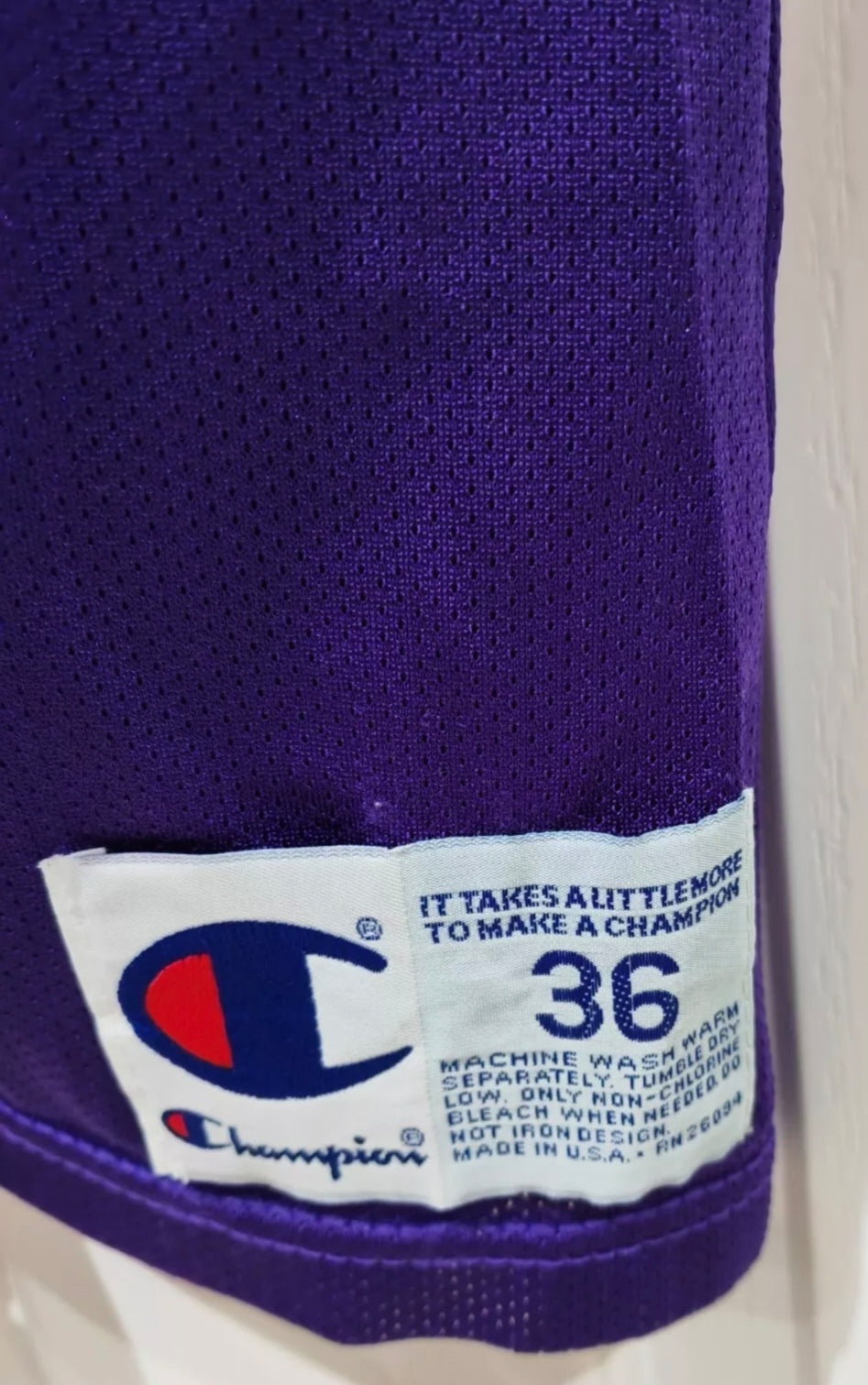 Vintage Champion Los Angeles Lakers NBA Jersey, #9 Van Exel, Purple, Size 36 XS-S