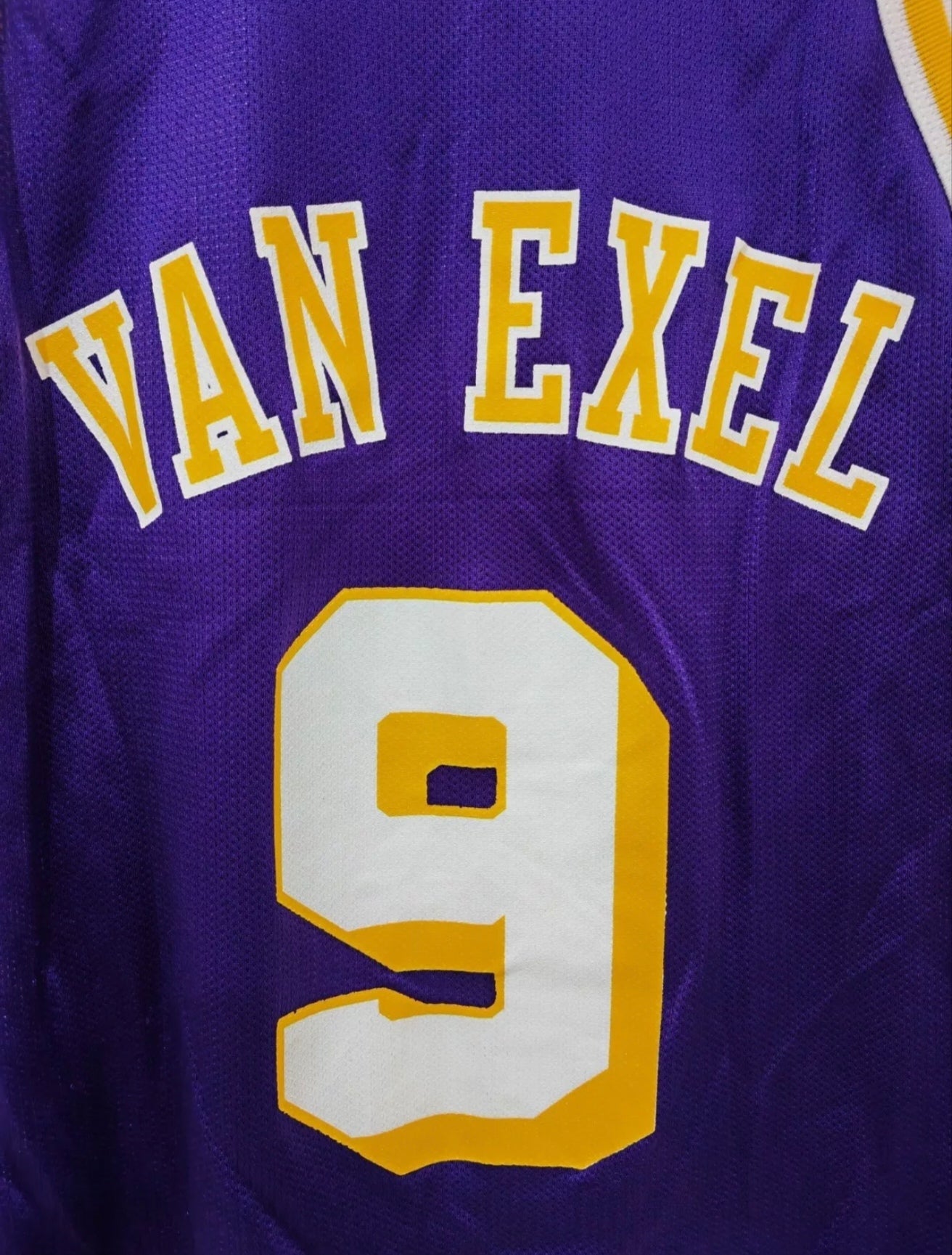 Vintage Champion Los Angeles Lakers NBA Jersey, #9 Van Exel, Purple, Size 36 XS-S