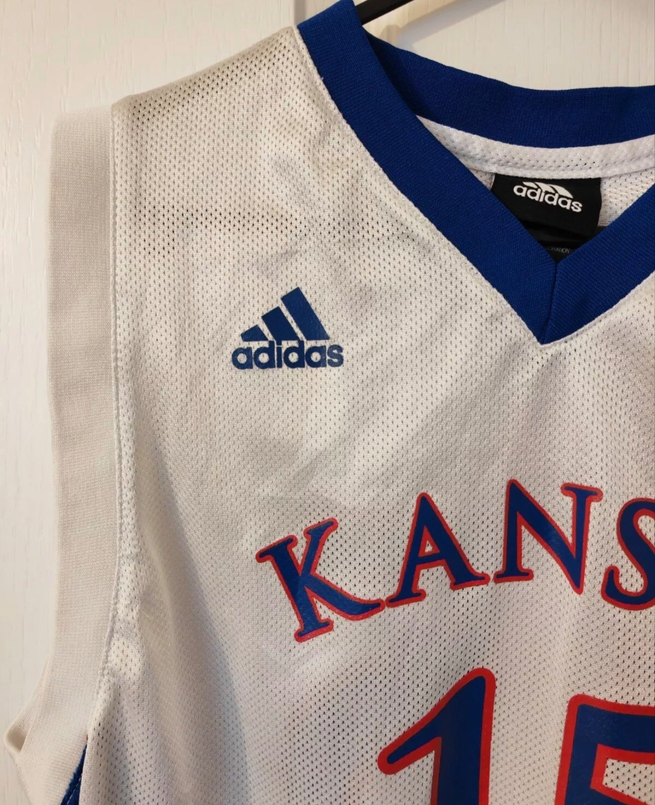 Youth Kansas Jayhawks NCAA Basketball Jersey, #15, White, Size YL
