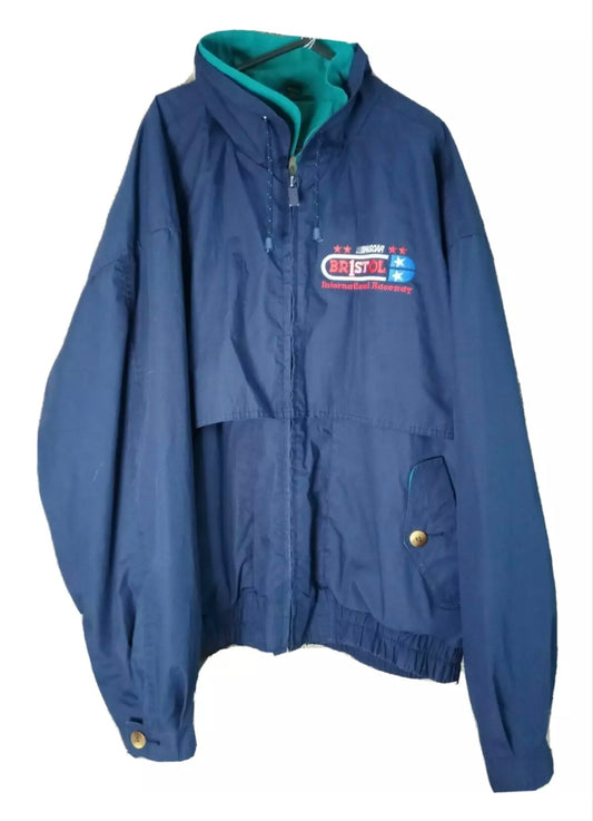 Vintage NASCAR Bristol Motor Speedway full zip coat, Navy, Size XL