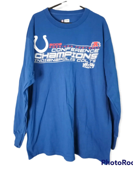 NFL Indianapolis Colts 2009 conference champions long sleeve t shirt, blue, size Large