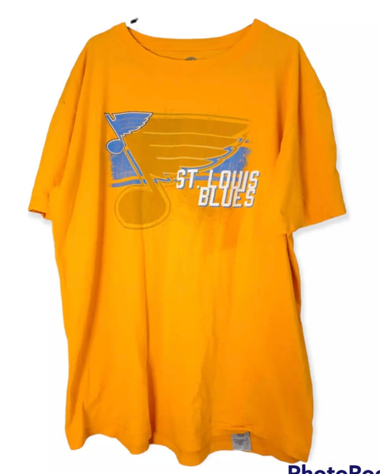 NHL St Louis Blues ice hockey t shirt, yellow, size Large