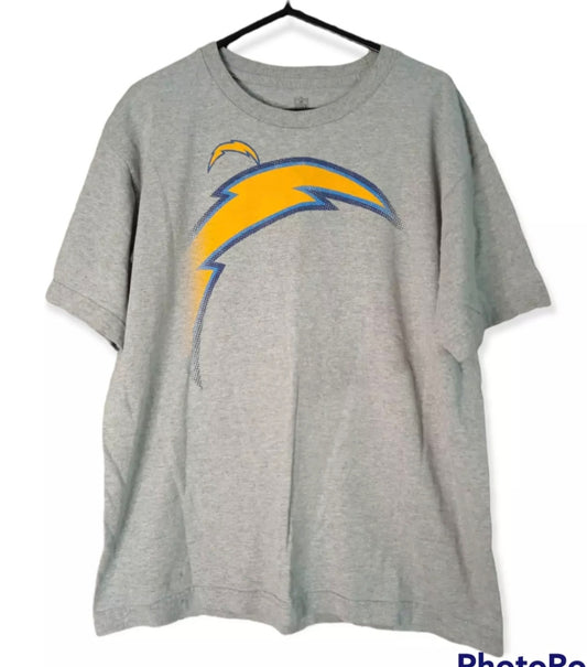 Women's NFL Los Angeles Chargers t shirt, grey, size XL