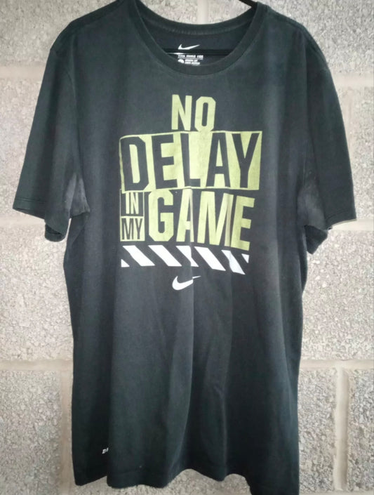 Nike Big Logo 'No Delay In My Game' T Shirt, Grey Size Large
