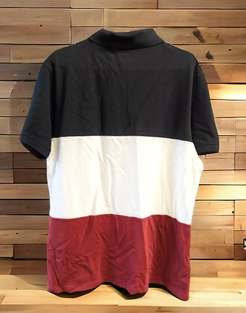 Barbour International Tailored Fit Polo Shirt, Black/White/Maroon, Size Large