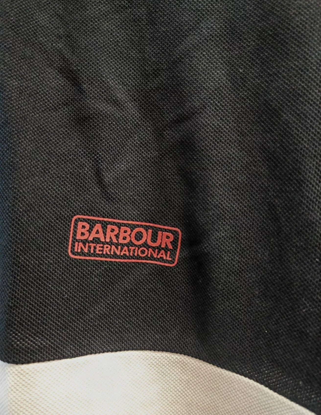 Barbour International Tailored Fit Polo Shirt, Black/White/Maroon, Size Large