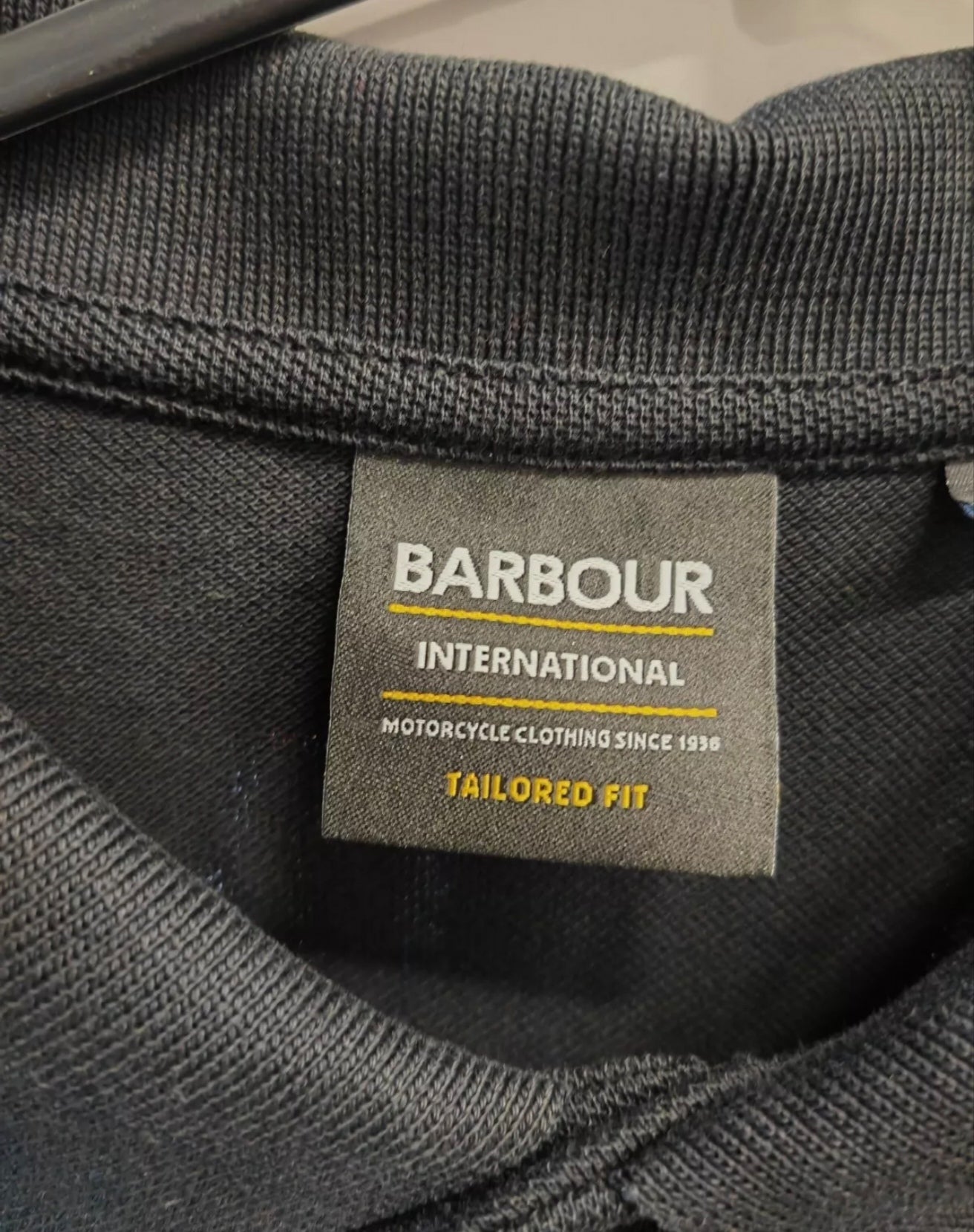 Barbour International Tailored Fit Polo Shirt, Black/White/Maroon, Size Large