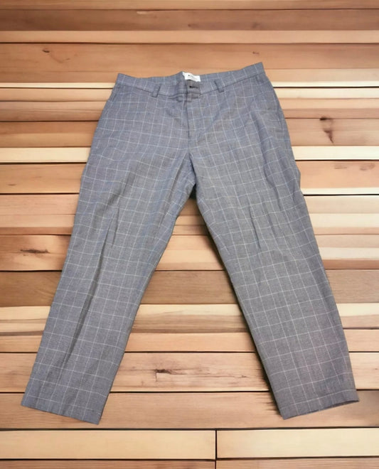 Ben Sherman Slim Tapered Fit Grey Chequered Trousers, Size 36 S