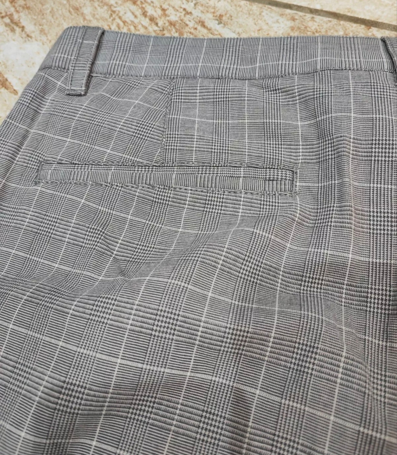 Ben Sherman Slim Tapered Fit Grey Chequered Trousers, Size 36 S