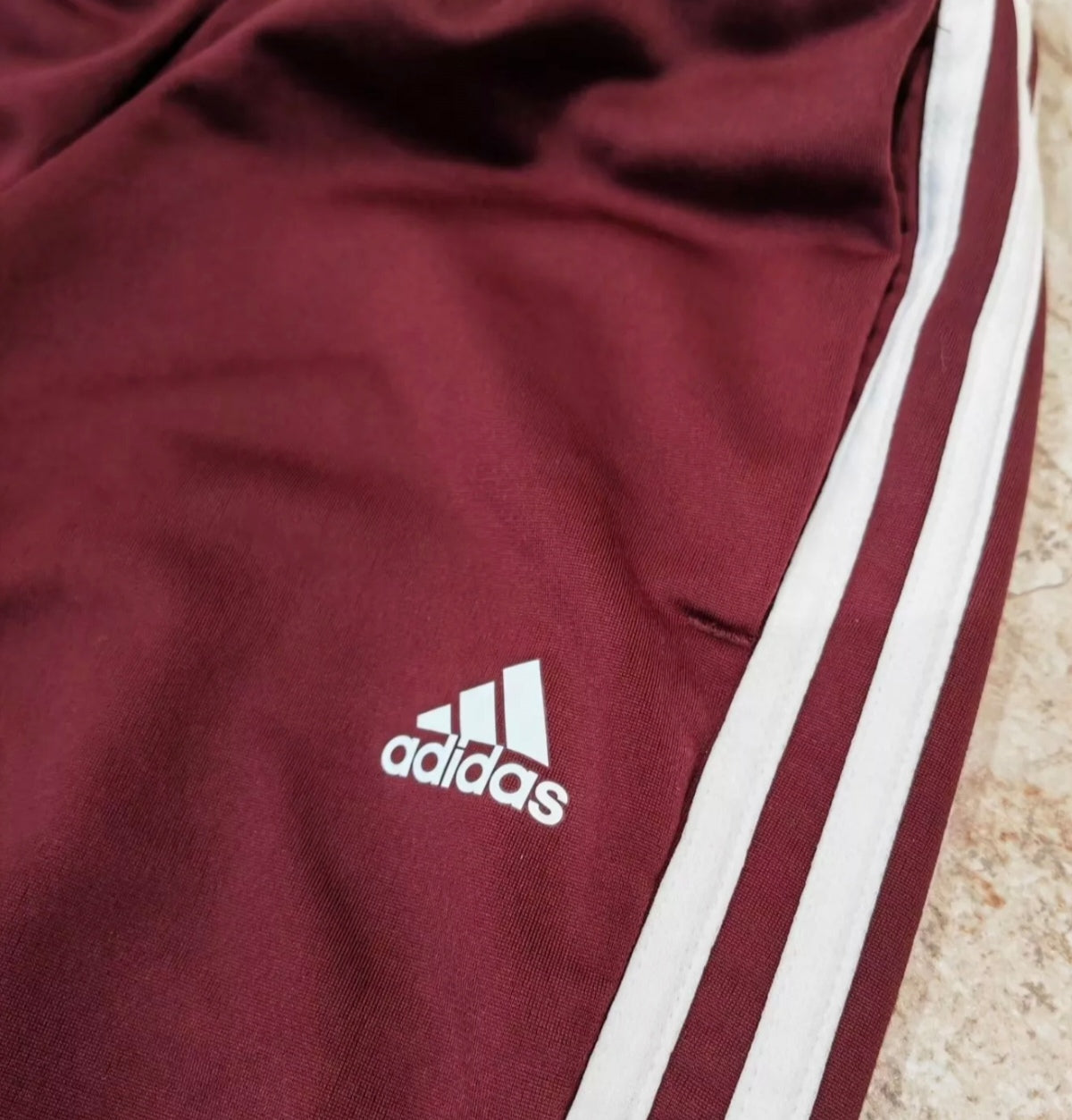 Youth Adidas Tracksuit, Full Zip Jacket And Trousers, Maroon/White/Red, 13-14Y