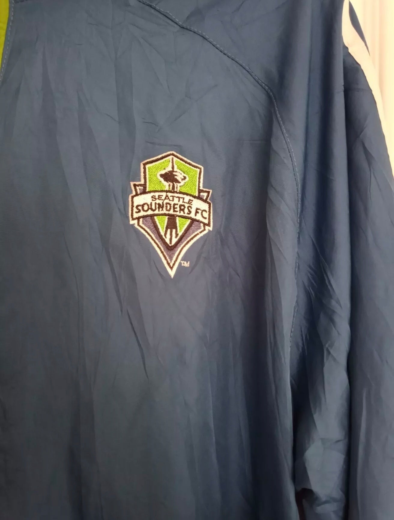 Adidas Seattle Sounders FC full zip, hooded training jacket, blue, size XL
