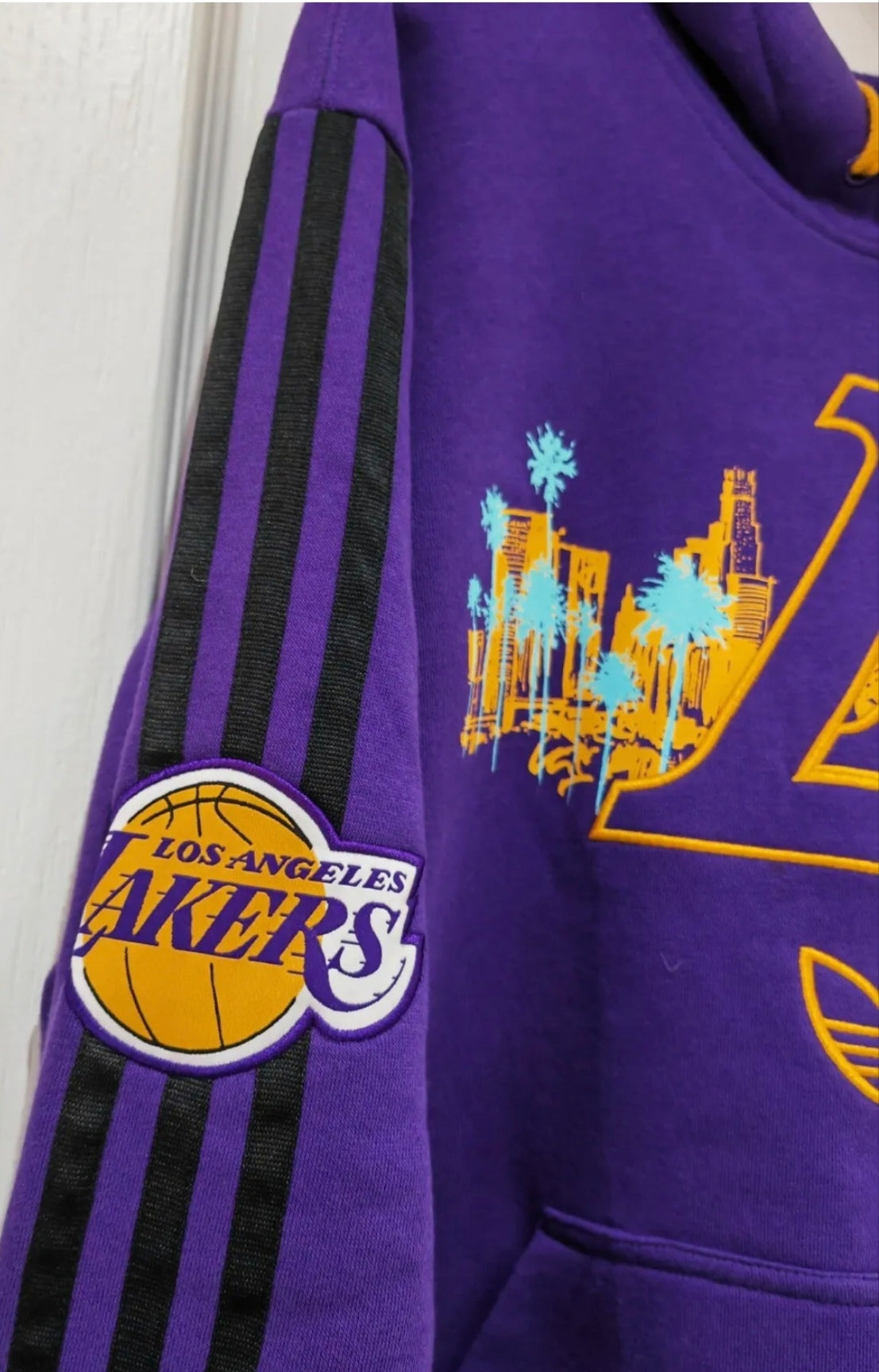 Adidas Originals Los Angeles Lakers Pullover Hoodie, Purple, Size Small