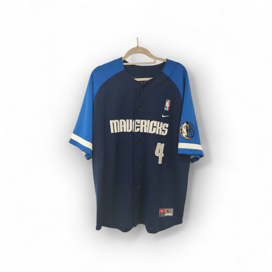 Nike Dallas Mavericks Baseball Style Jersey, #4 Finley, Navy Blue, Size Large