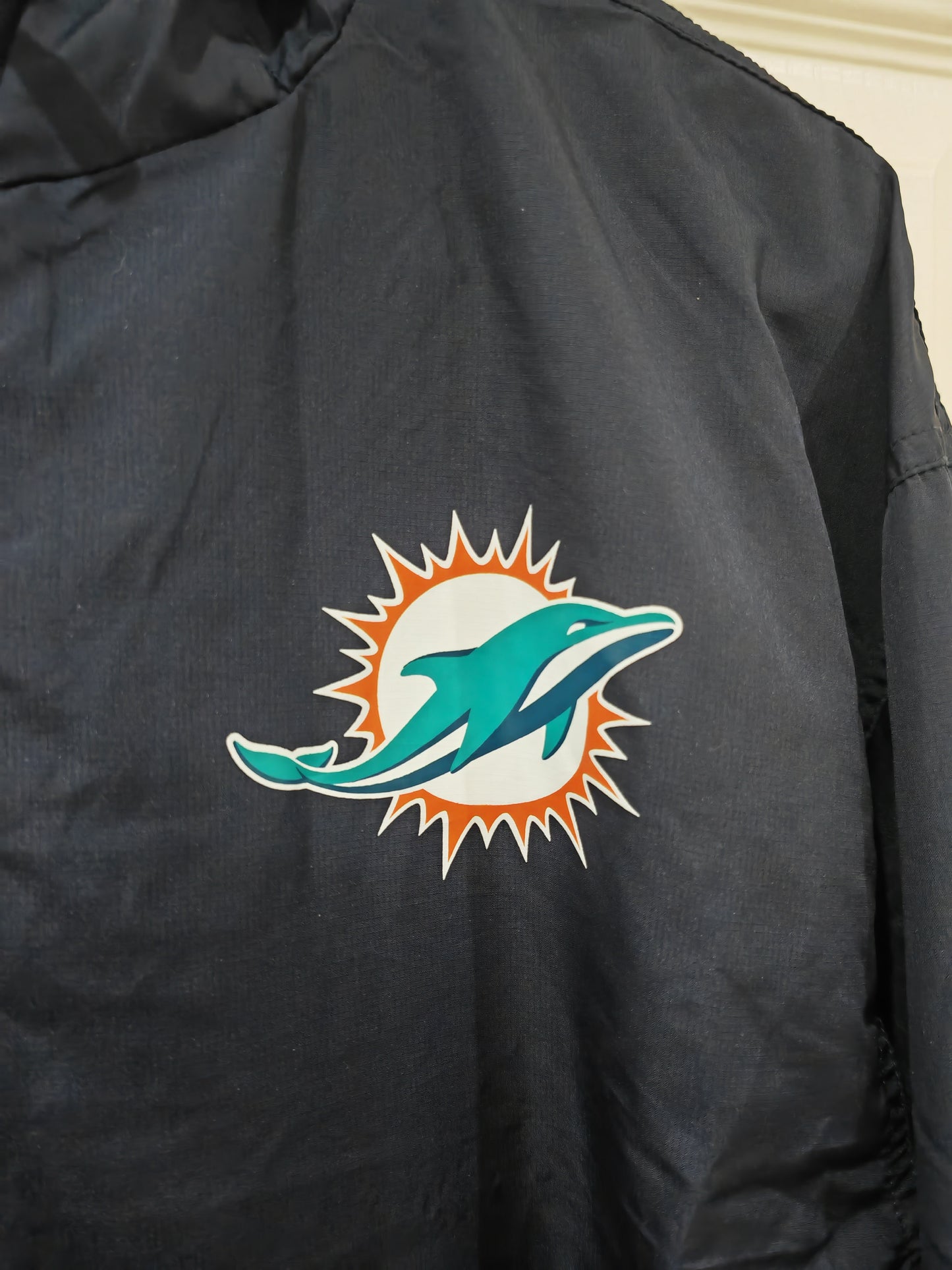 Fanatics NFL Miami Dolphins Half Zip Lightweight Hooded Jacket, Navy, Size Small