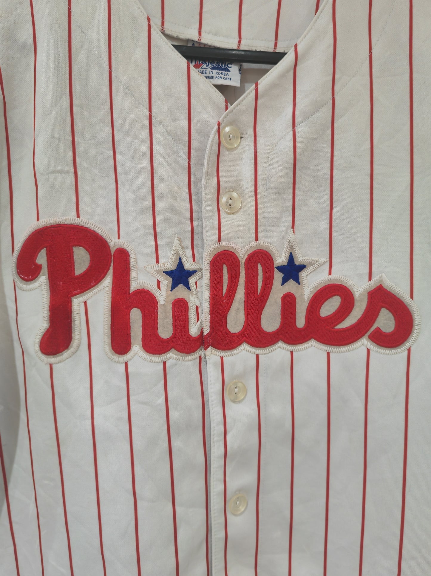 Youth Majestic Philadelphia Phillies MLB Baseball Jersey, White, Size YL/XL