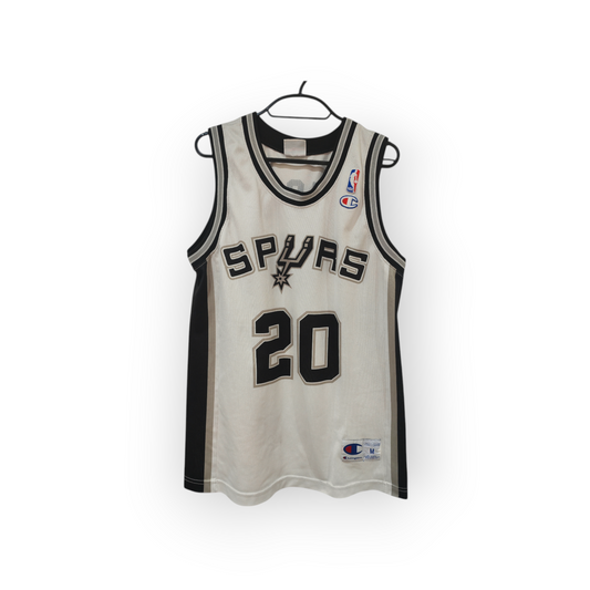 Champion San Antonio Spurs NBA Jersey, #20 Ginobili, White, Size Medium